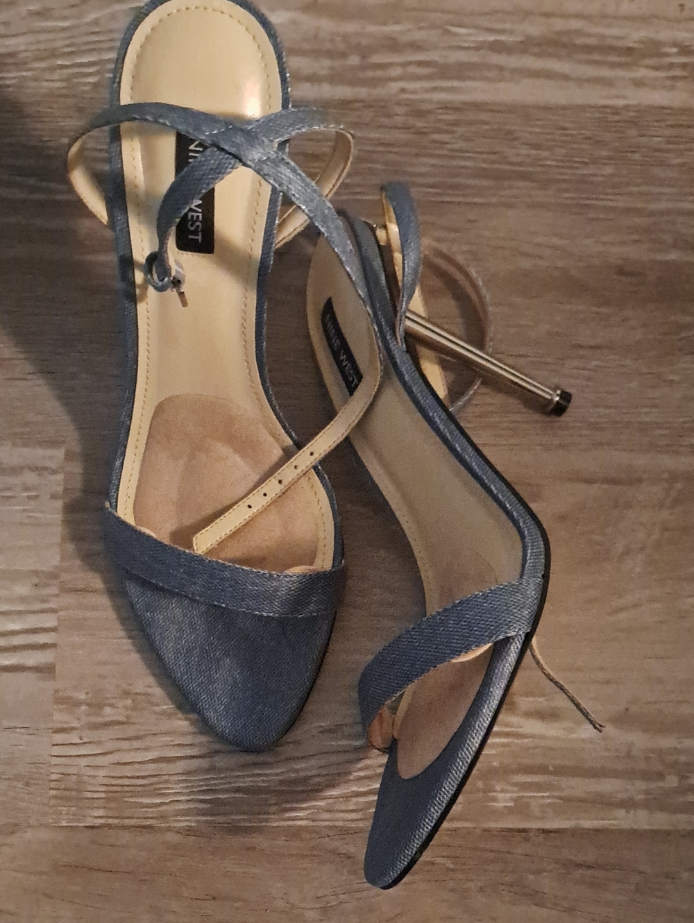 Nine West Denim Blue Crisscross Strappy Heels